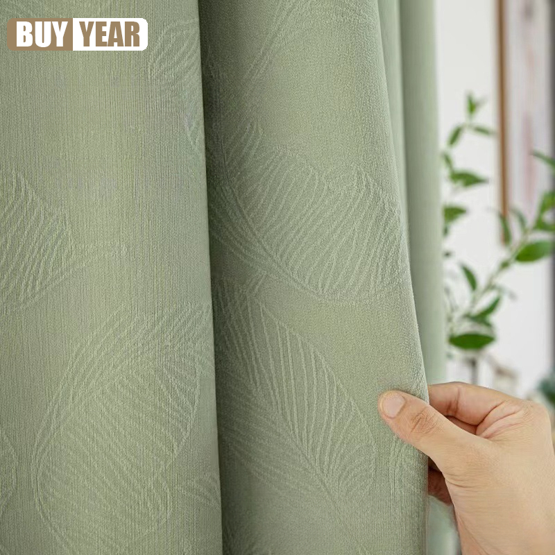 Home Office Buy - Rideau Jacquard Tridimensionnel en Chenille Verte,