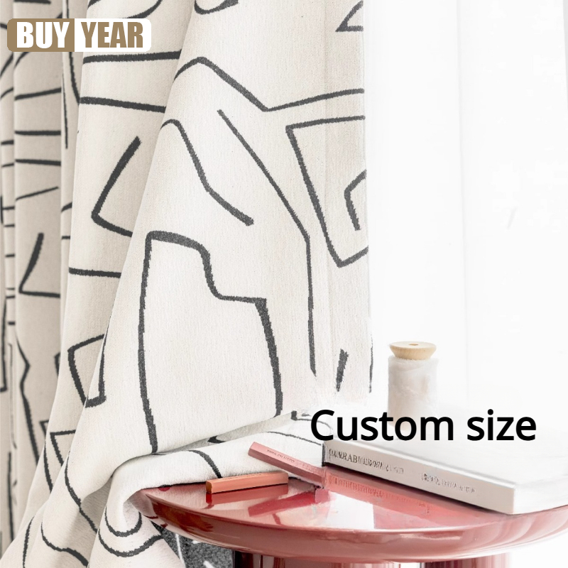 Home Office Buy - Rideaux en chenille personnalisés à motifs