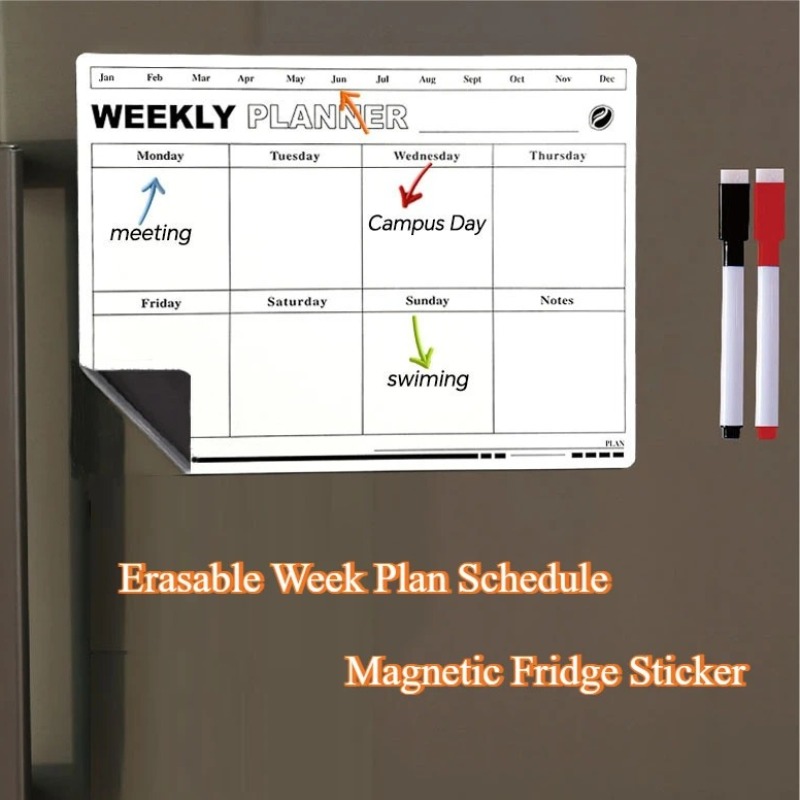 Magnetic Calendar Board - Autocollant magnétique doux pour réfrigérateur, Plan