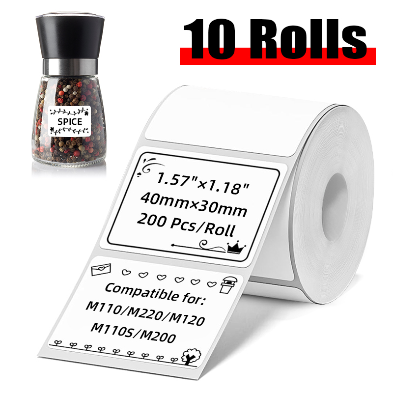 Home Office Printer - 10 rouleaux d'étiquettes autocollantes thermiques blanches