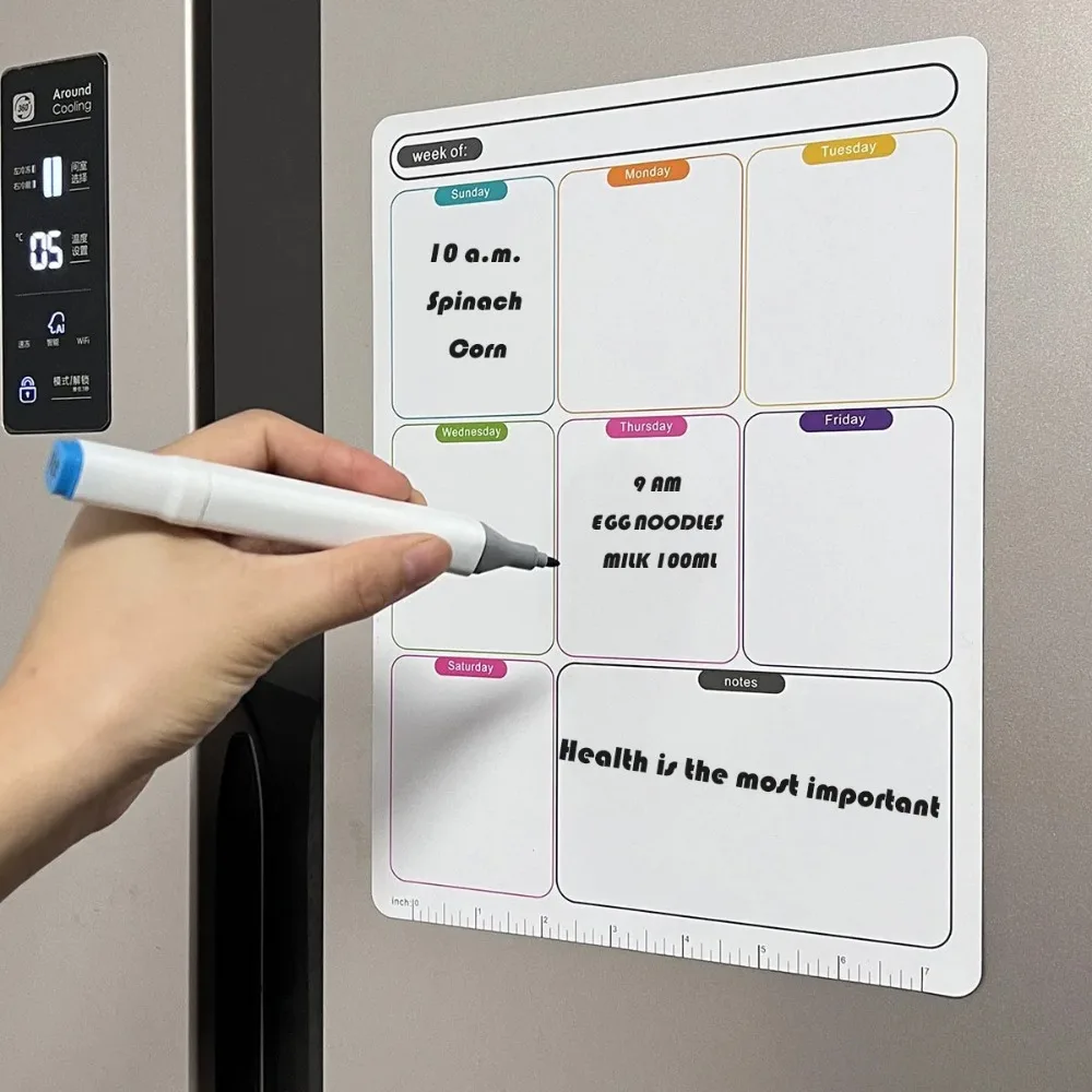 Magnetic Calendar Board - Calendrier hebdomadaire effaçable, autocollant magnétique souple