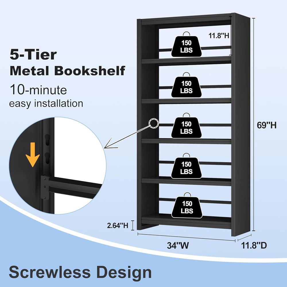 Étagère en métal noir haute ca - Home Office Industrial Style avis et prix